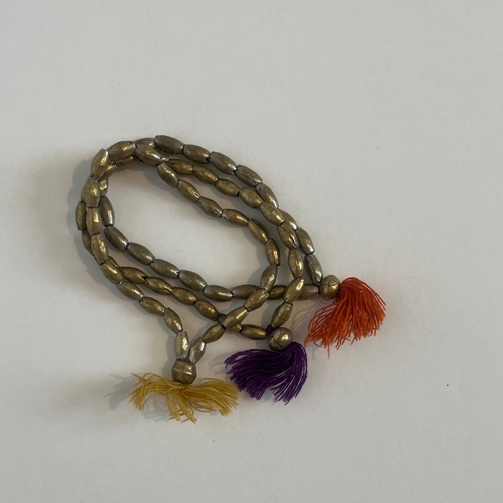 Noonday Collection Gold Bracelet with Colorful Tassels